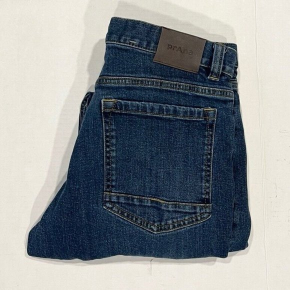 Prana‎ Women's 30R Cotton Denim Medium Wash Mid-Rise Straight Jeans - Picture 1 of 5